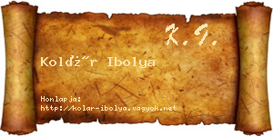 Kolár Ibolya névjegykártya
